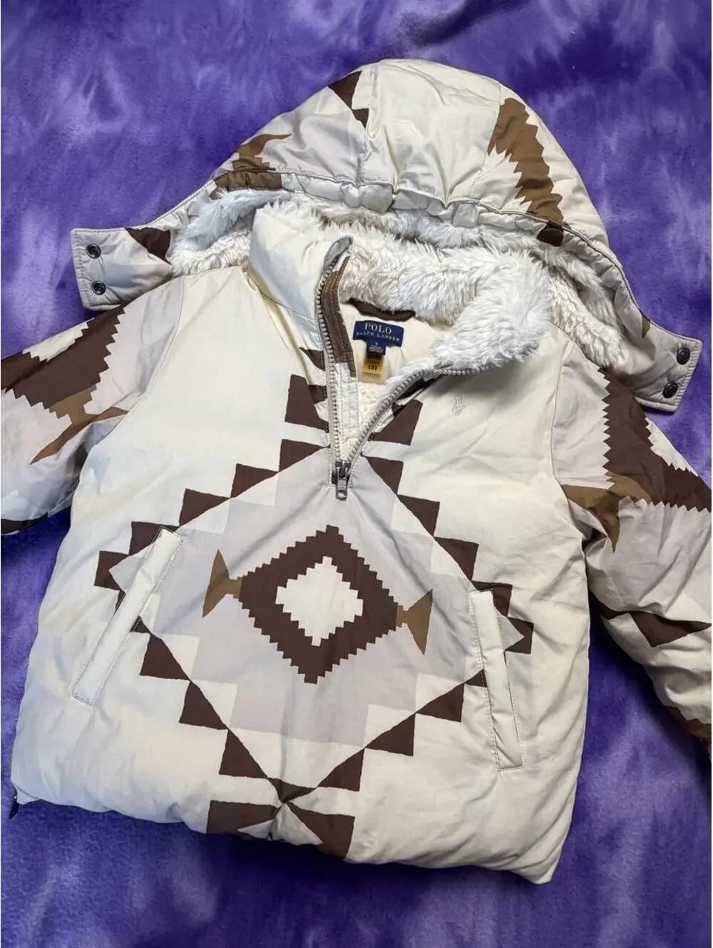 Polo Ralph Lauren kids aztec print hooded down puffer jacket